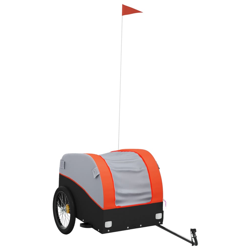 Fahrradanhänger 45 kg Eisen schwarz und orange