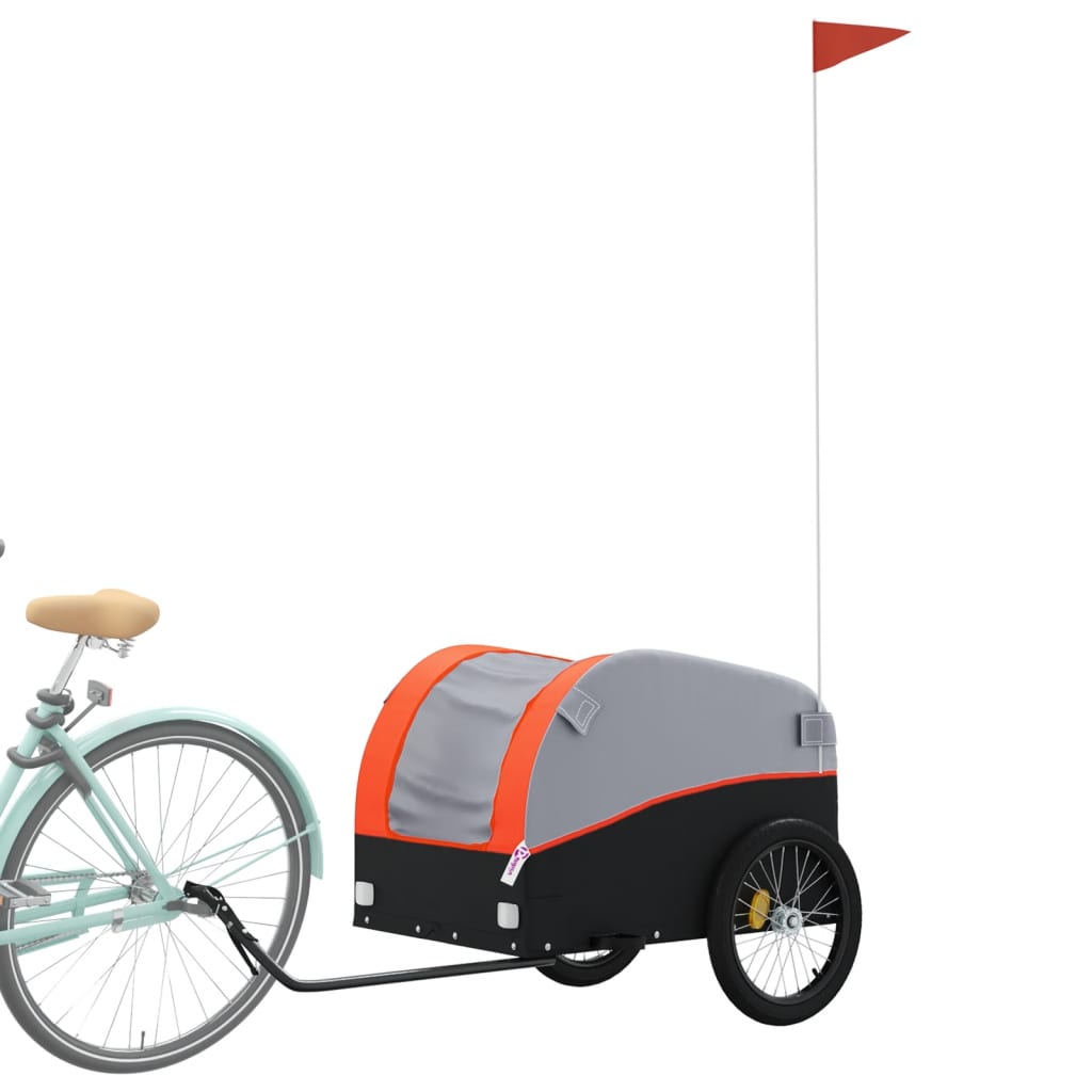 Fahrradanhänger 45 kg Eisen schwarz und orange