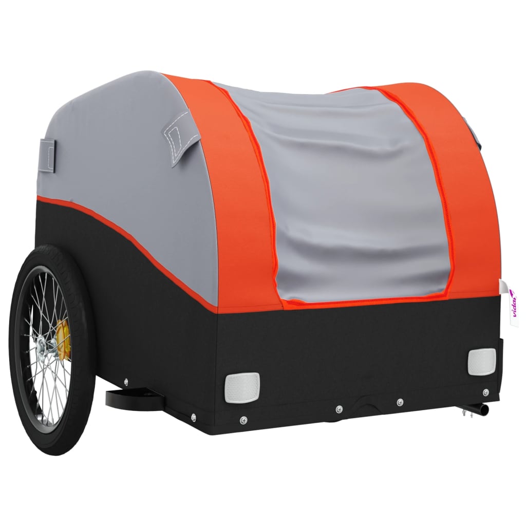 Fahrradanhänger 45 kg Eisen schwarz und orange