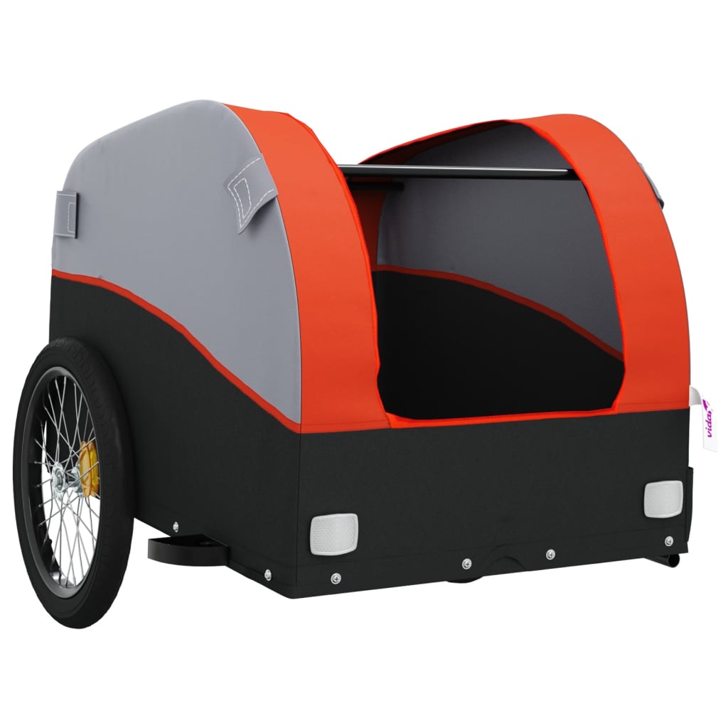Fahrradanhänger 45 kg Eisen schwarz und orange