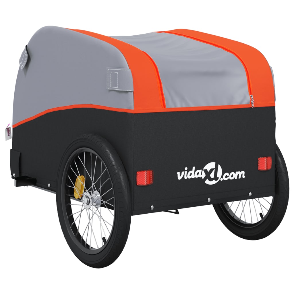 Fahrradanhänger 45 kg Eisen schwarz und orange