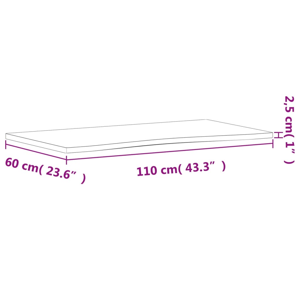 skrivebordsplade 110x(55-60)x2,5 cm massivt bøgetræ
