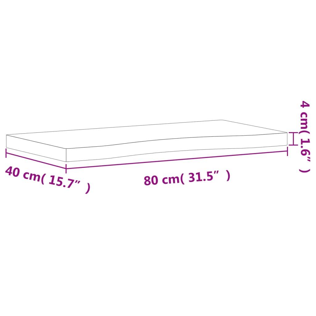 skrivebordsplade 80x(36-40)x4 cm massivt bøgetræ