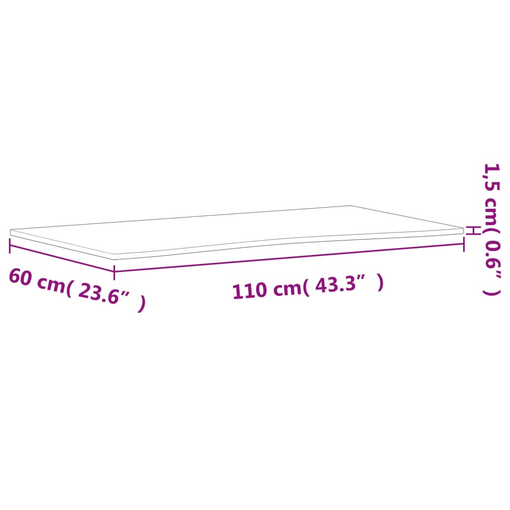 skrivebordsplade 110x(55-60)x1,5 cm massivt bøgetræ