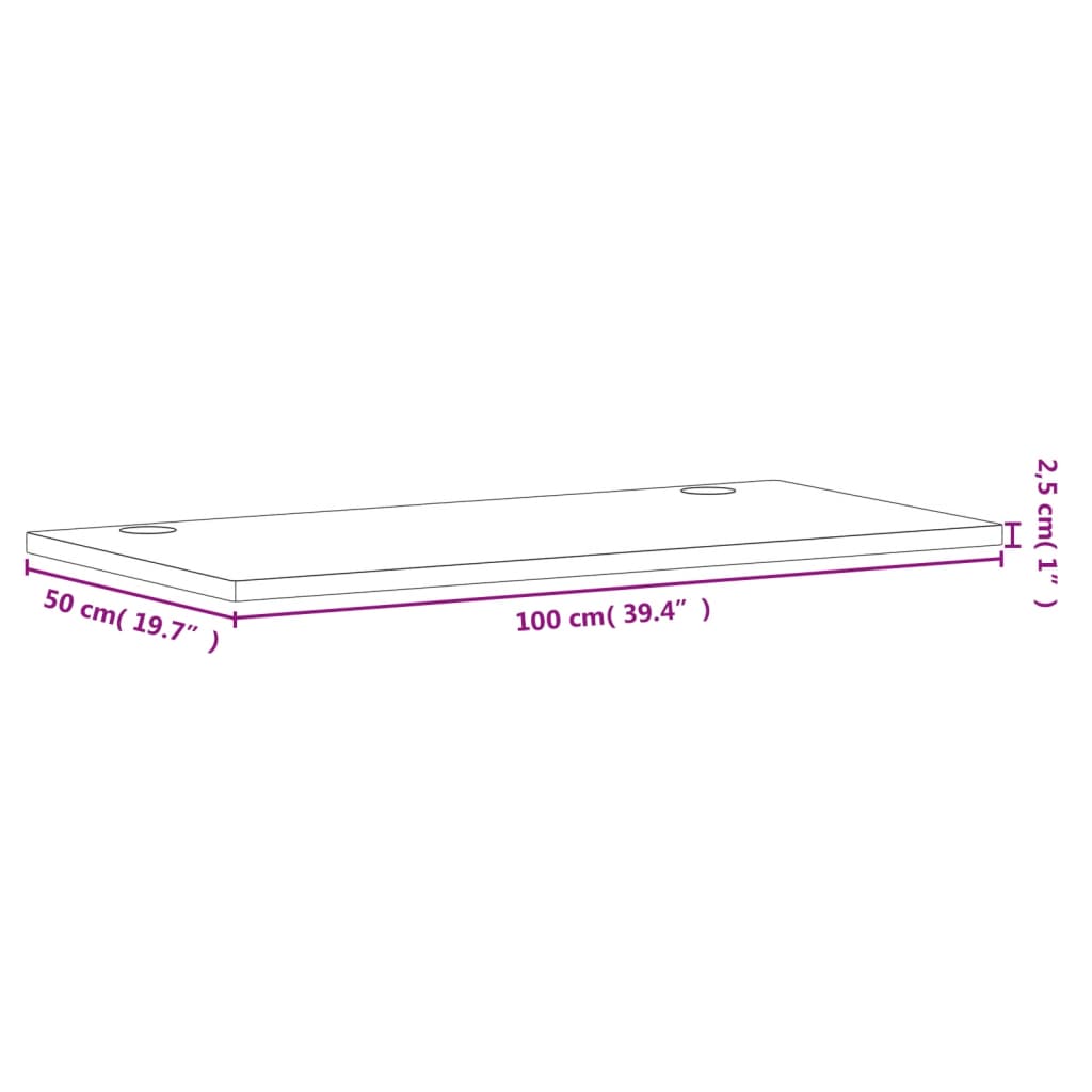 skrivebordsplade 100x50x2,5 cm massivt bøgetræ