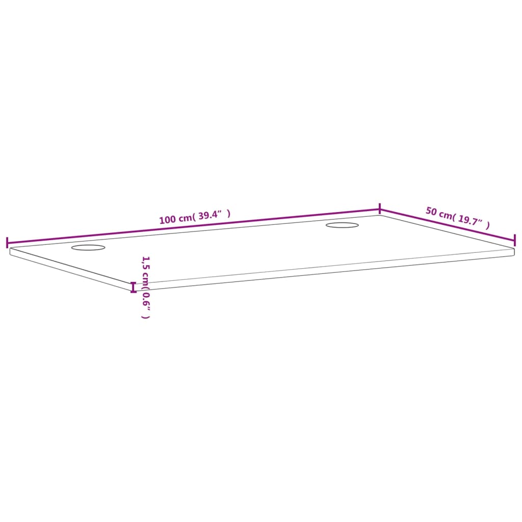 skrivebordsplade 100x50x1,5 cm massivt bøgetræ