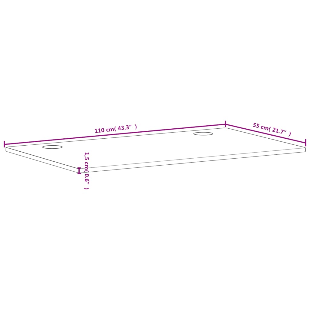 skrivebordsplade 110x55x1,5 cm massivt bøgetræ