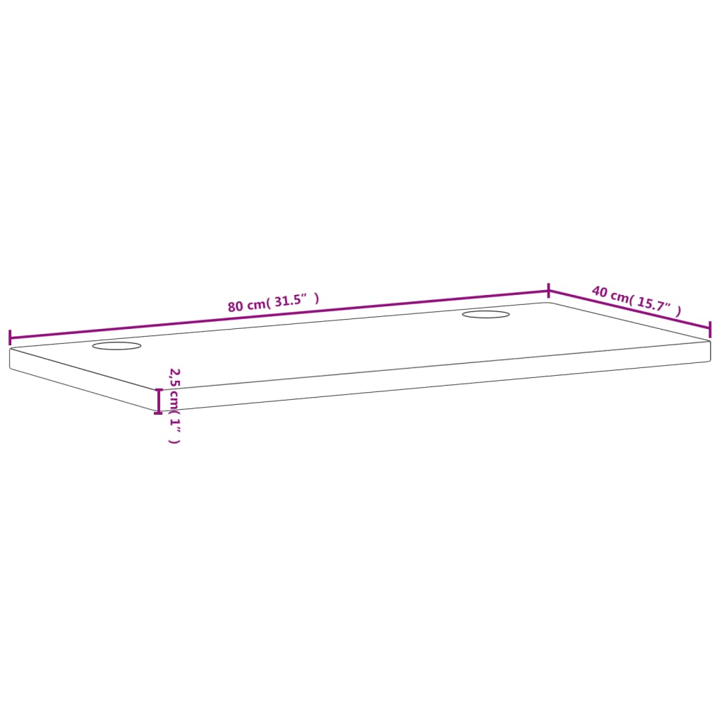 skrivebordsplade 80x40x2,5 cm massivt bøgetræ