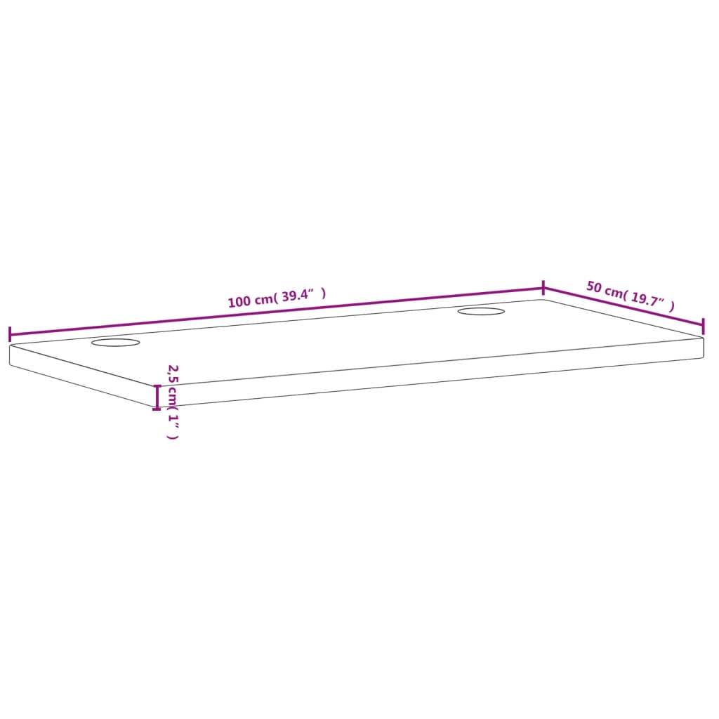skrivebordsplade 100x50x2,5 cm massivt bøgetræ