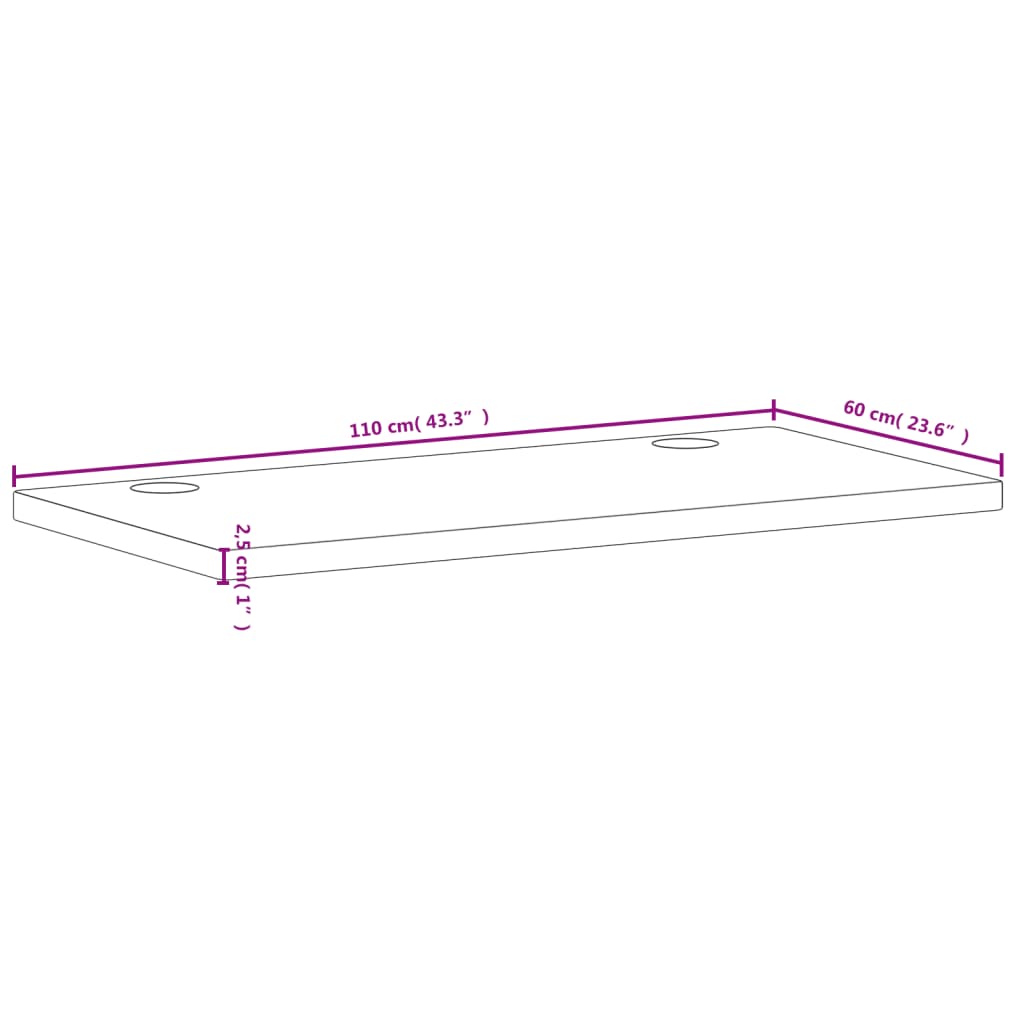 skrivebordsplade 110x60x2,5 cm massivt bøgetræ
