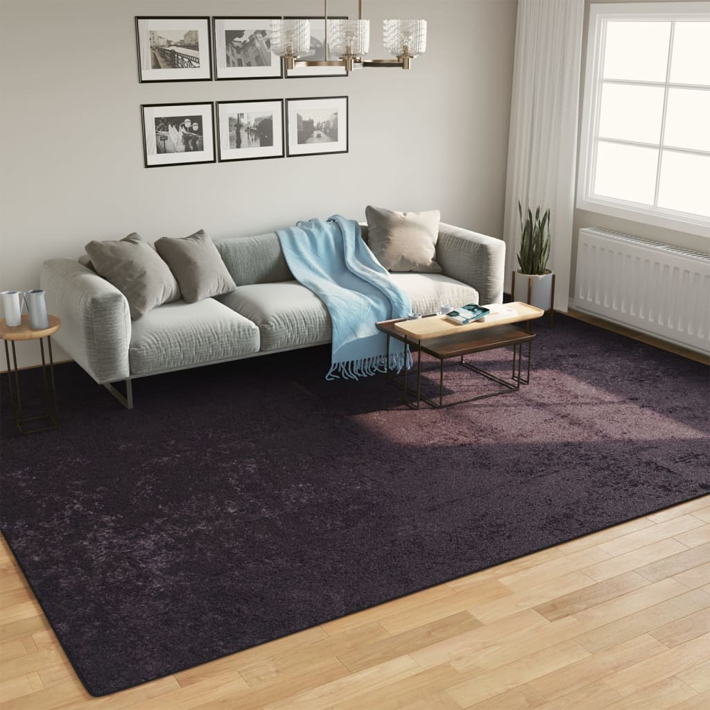 gulvtæppe 400x300 cm vaskbart og skridsikkert antracitgrå