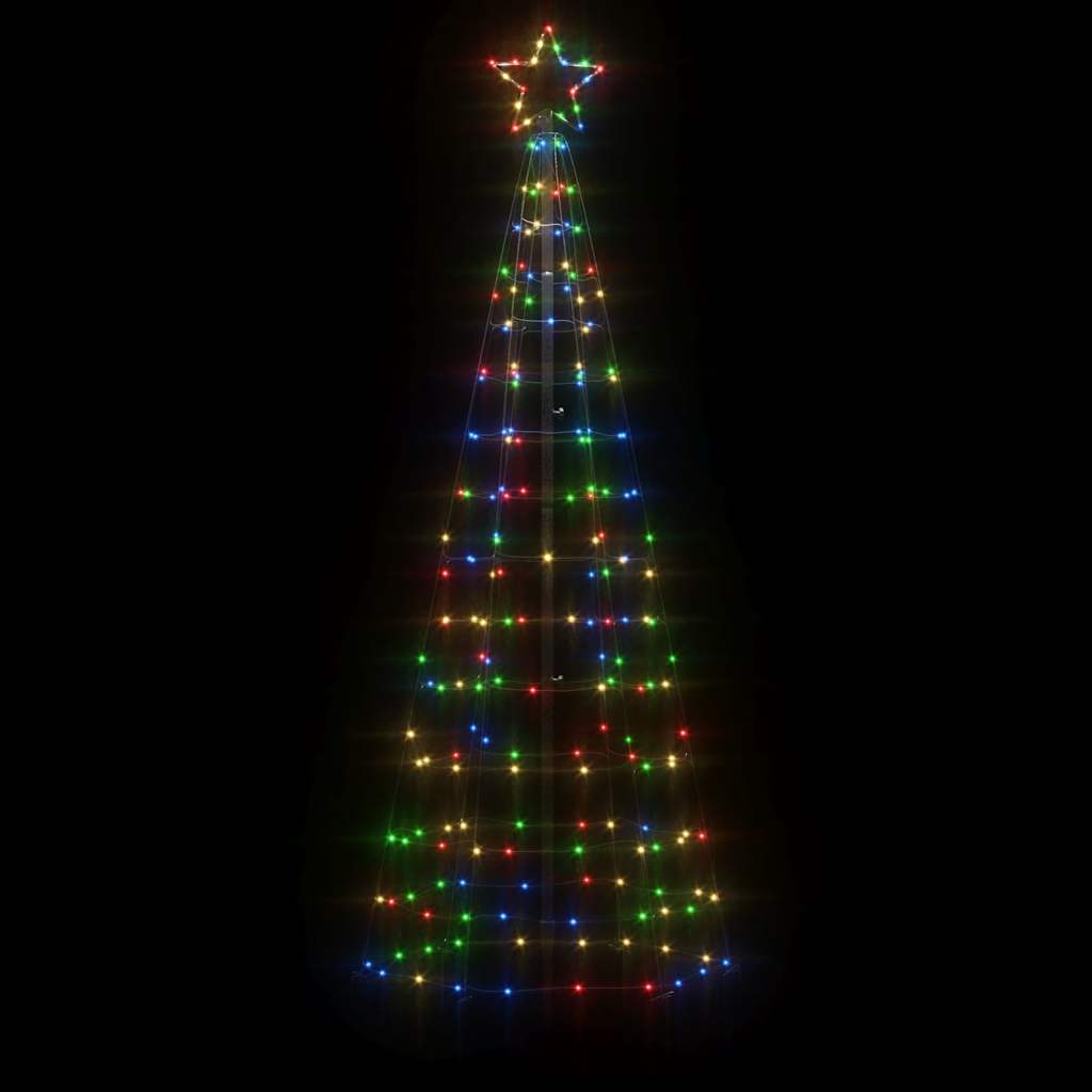 LED-juletræ med spyd 220 LED'er 180 cm farverigt lys