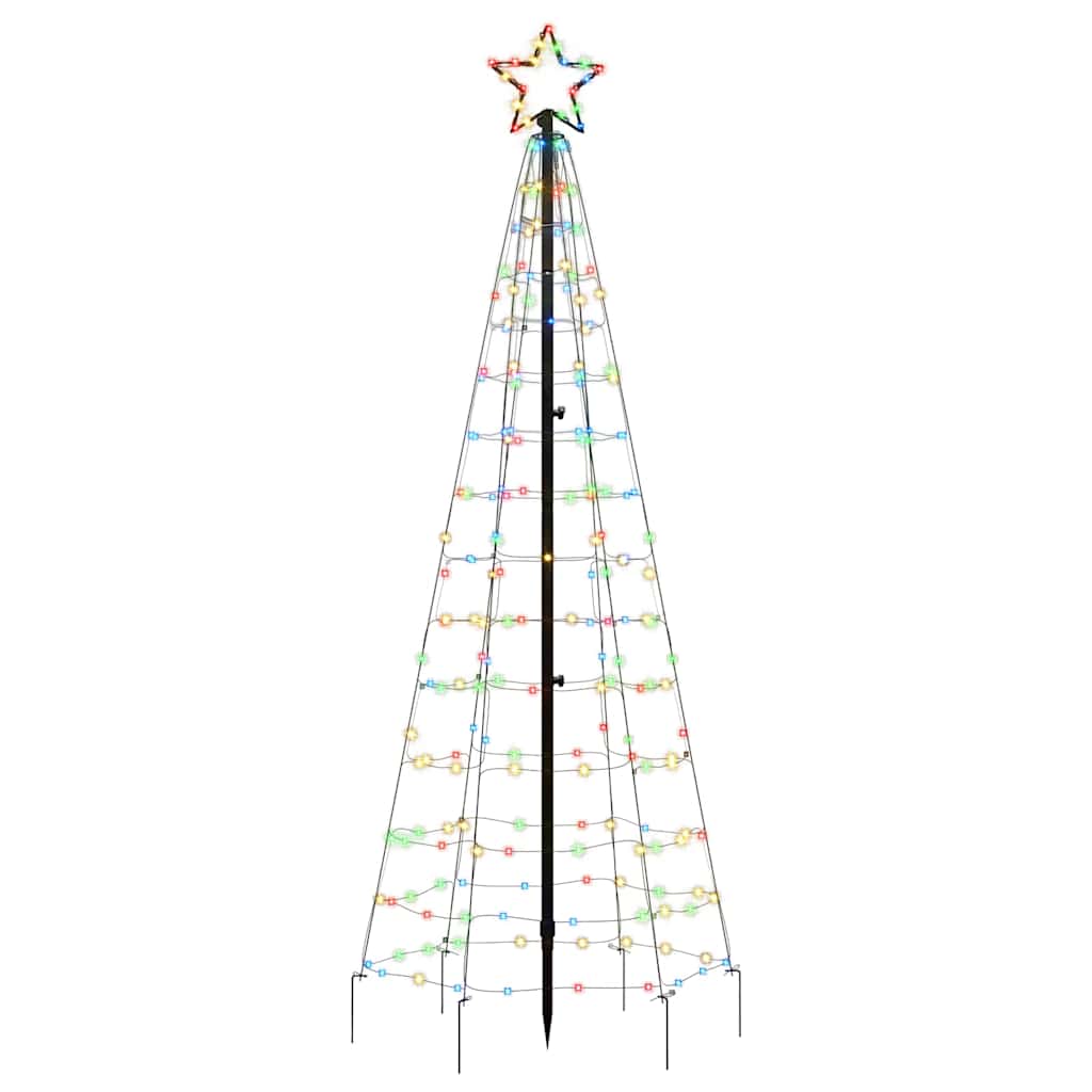 LED-juletræ med spyd 220 LED'er 180 cm farverigt lys