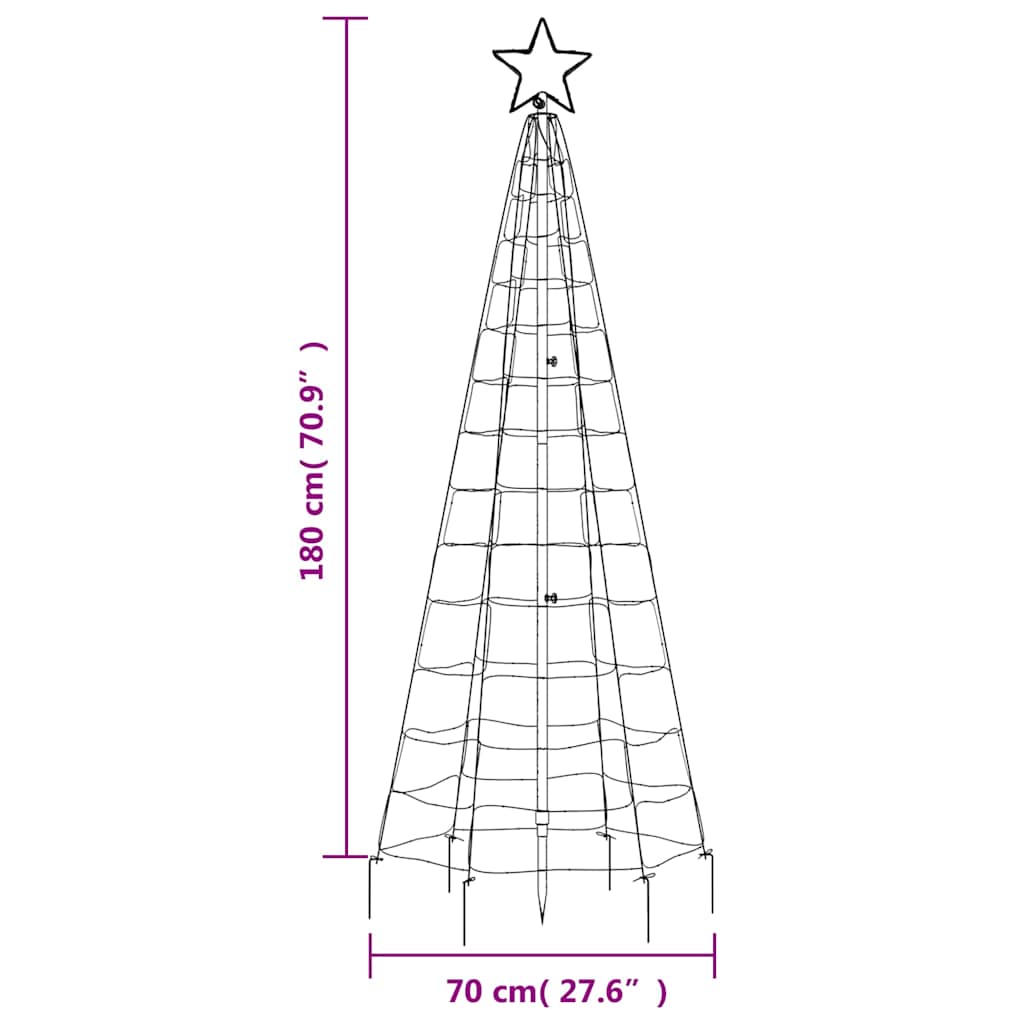 LED-juletræ med spyd 220 LED'er 180 cm farverigt lys
