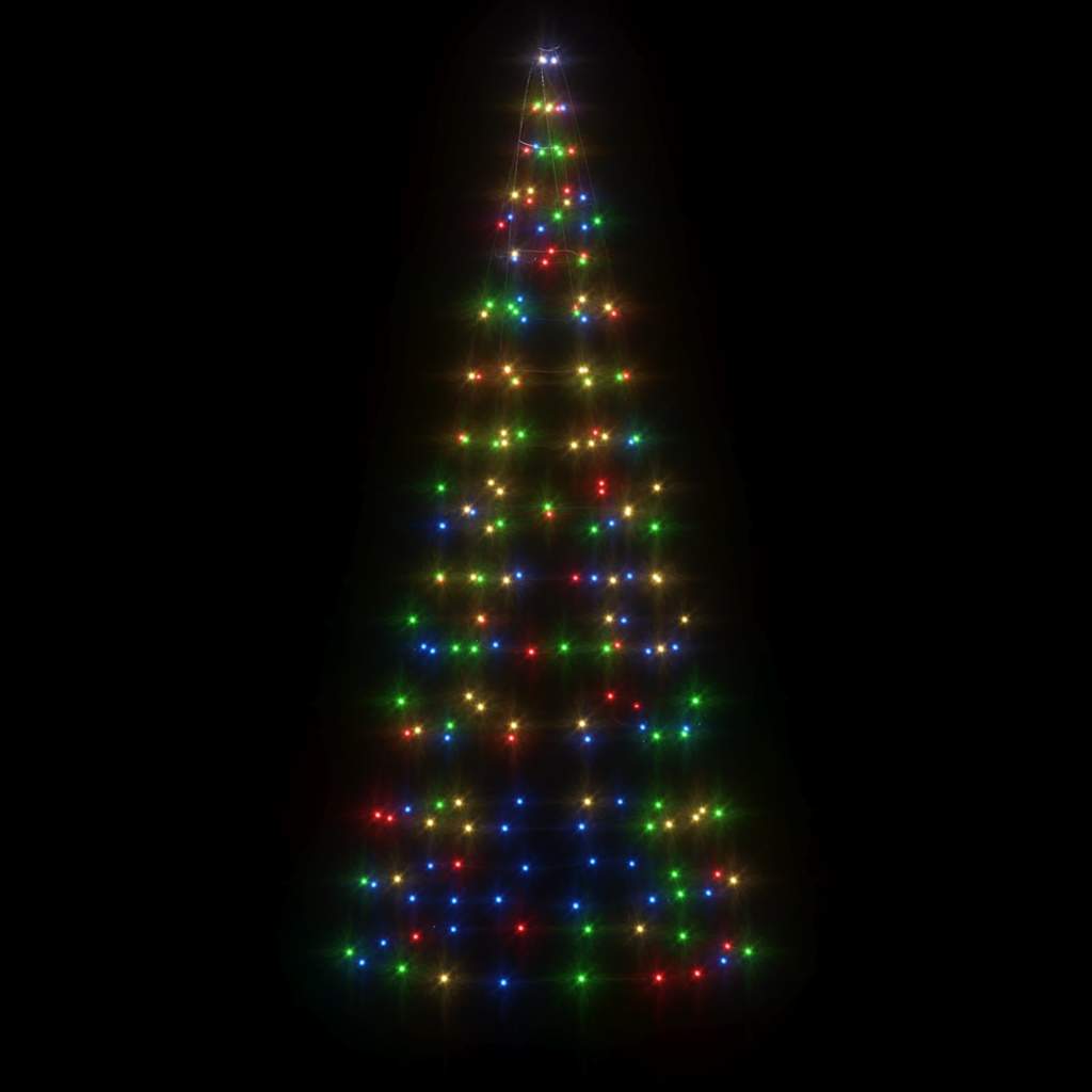 LED-juletræ til flagstang 200 LED'er 180 cm flerfarvet lys