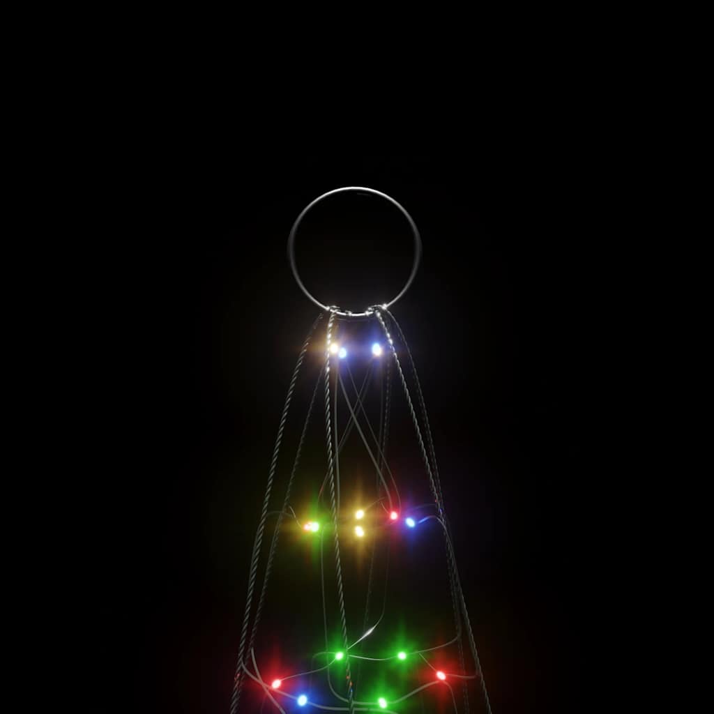 LED-juletræ til flagstang 200 LED'er 180 cm flerfarvet lys