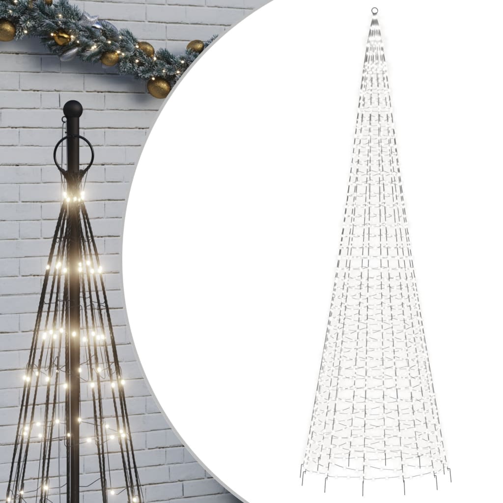 LED-juletræ til flagstang 1534 LED'er 500 cm koldt hvidt lys