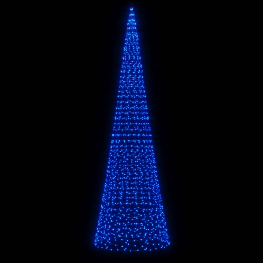 LED-juletræ til flagstang 1534 LED'er 500 cm blåt lys