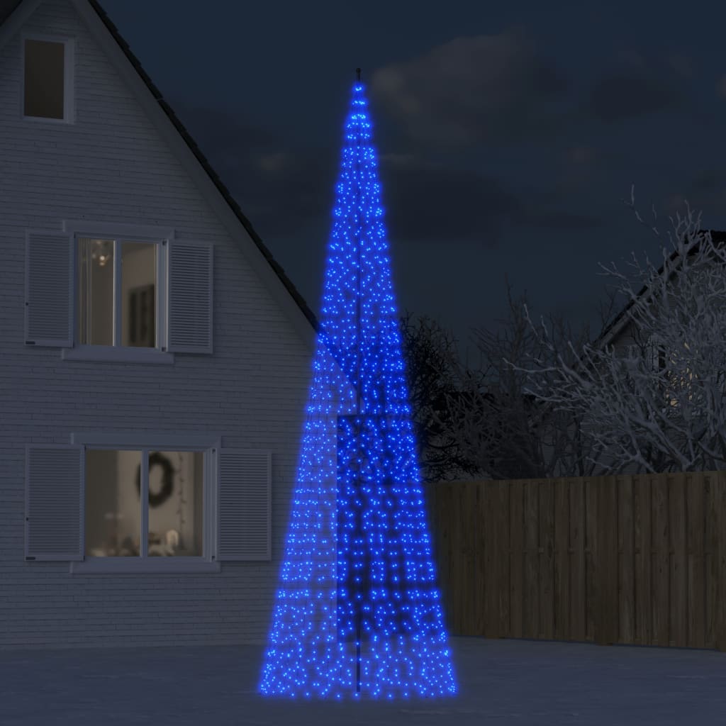 LED-juletræ til flagstang 1534 LED'er 500 cm blåt lys