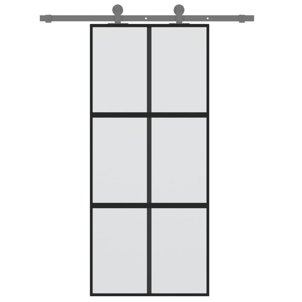 skydedør 90x205 cm hærdet glas og aluminium sort