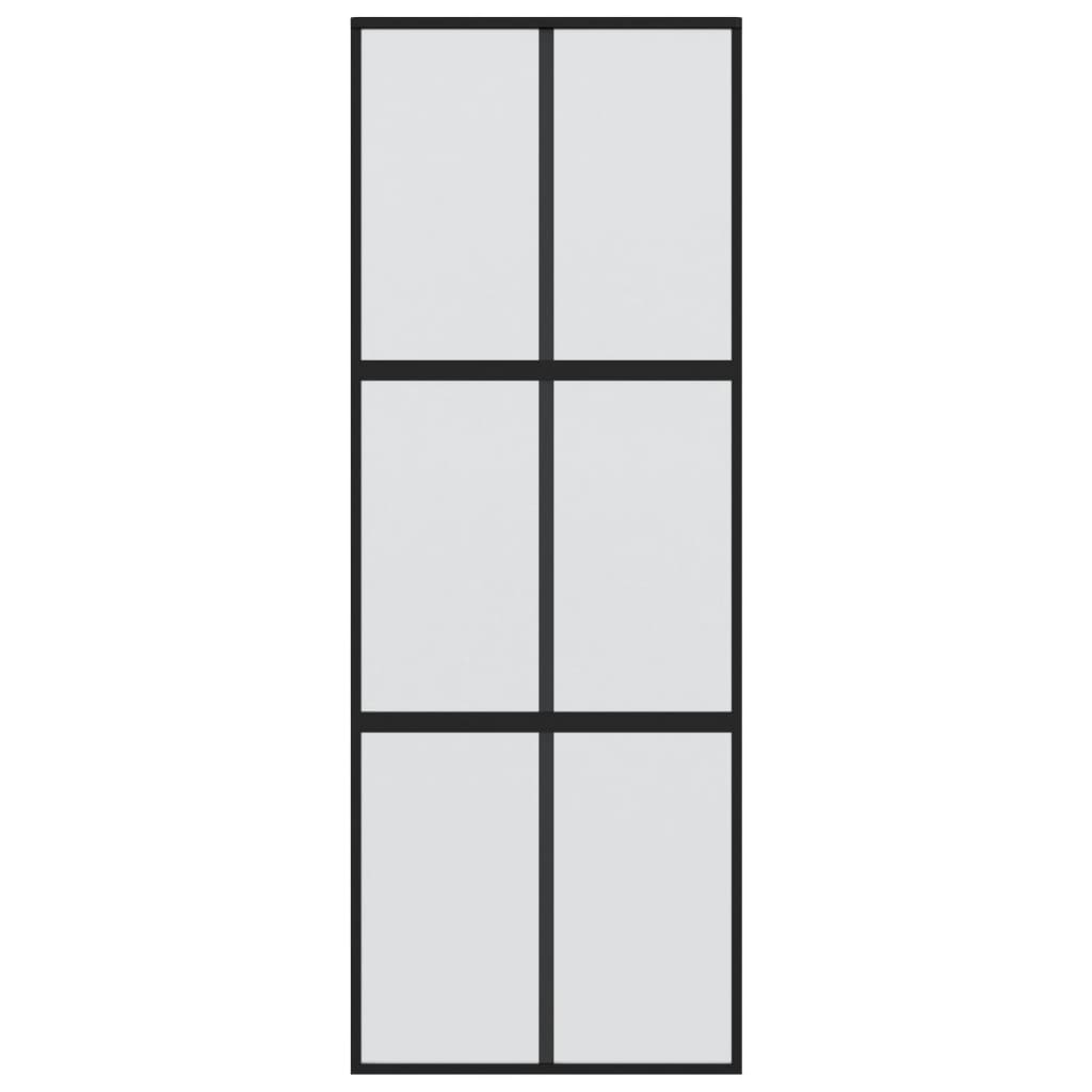 skydedør 90x205 cm hærdet glas og aluminium sort