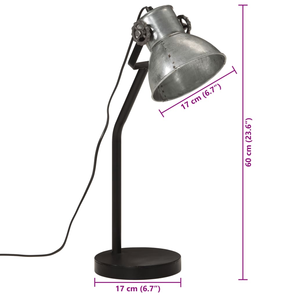 skrivebordslampe 17x17x60 cm 25 W E27 vintagesølv