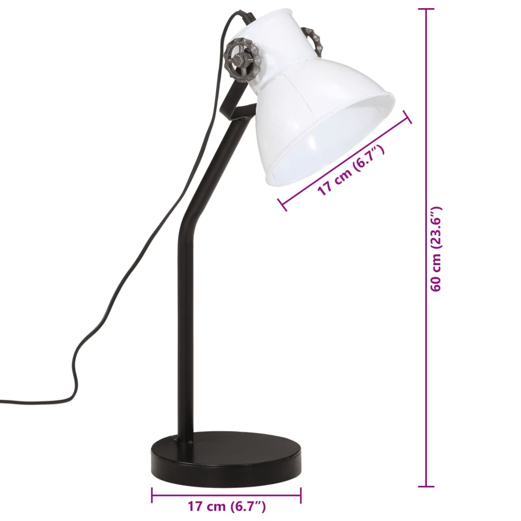 skrivebordslampe 25 W 17x17x60 cm E27 hvid