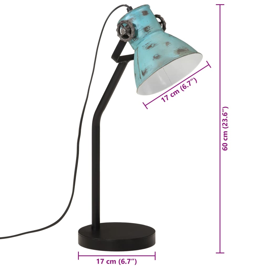 skrivebordslampe 25 W 17x17x60 cm E27 rustik blå