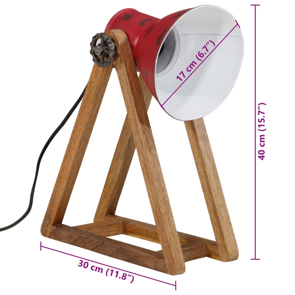skrivebordslampe 25 W 30x17x40 cm E27 patineret rød