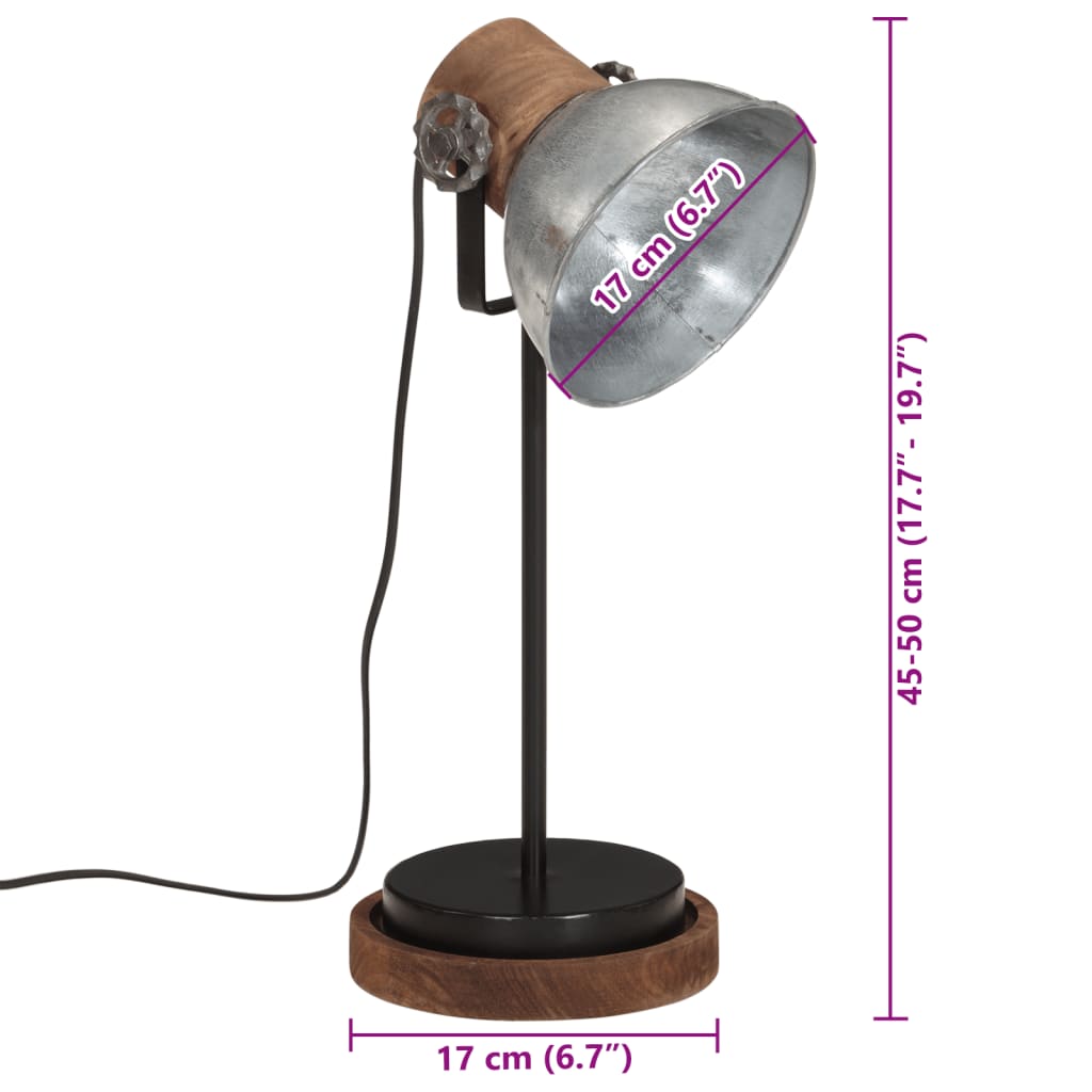 skrivebordslampe 17x17x50 cm 25 W E27 vintagesølv