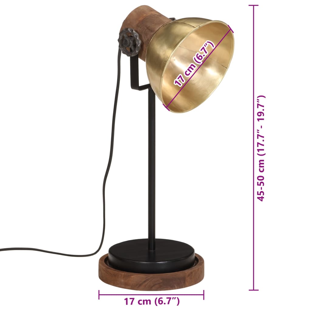 skrivebordslampe 17x17x50 cm 25 W E27 antik messingfarve