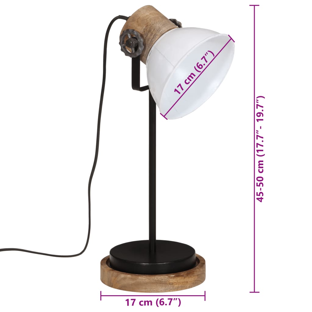 skrivebordslampe 25 W 17x17x50 cm E27 hvid