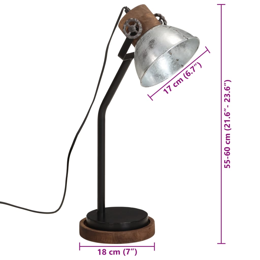 skrivebordslampe 18x18x60 cm 25 W E27 vintagesølv