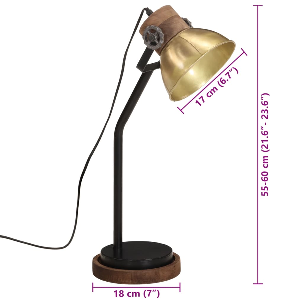 skrivebordslampe 18x18x60 cm 25 W E27 antik messingfarve