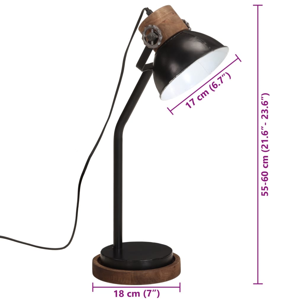 skrivebordslampe 25 W 18x18x60 cm E27 sort