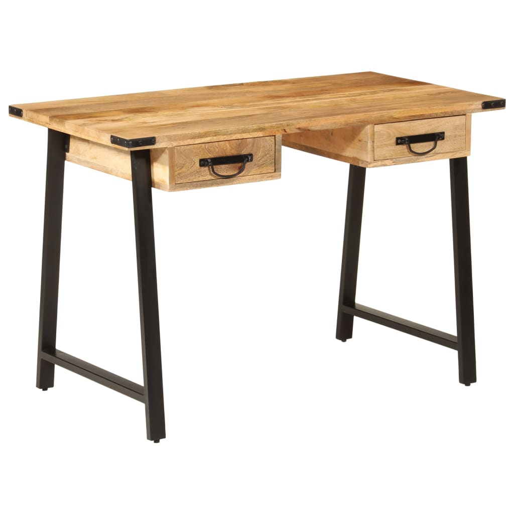 skrivebord med skuffer 105x55x70 cm massivt mangotræ og jern