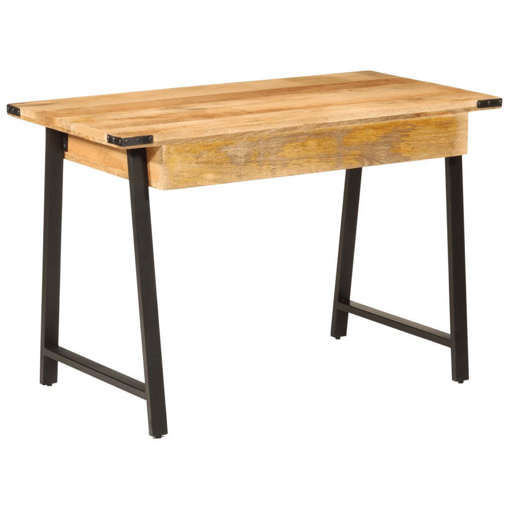 skrivebord med skuffer 105x55x70 cm massivt mangotræ og jern