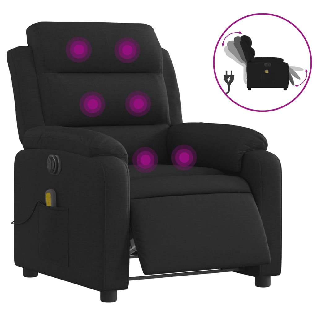 eldrevet massagestol stof sort