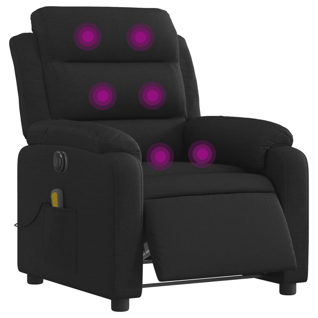 eldrevet massagestol stof sort