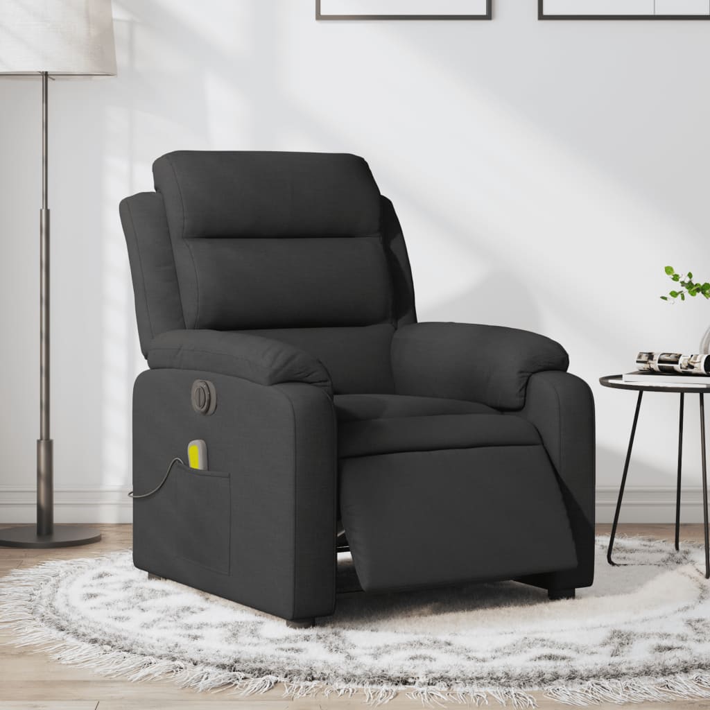 eldrevet massagestol stof sort