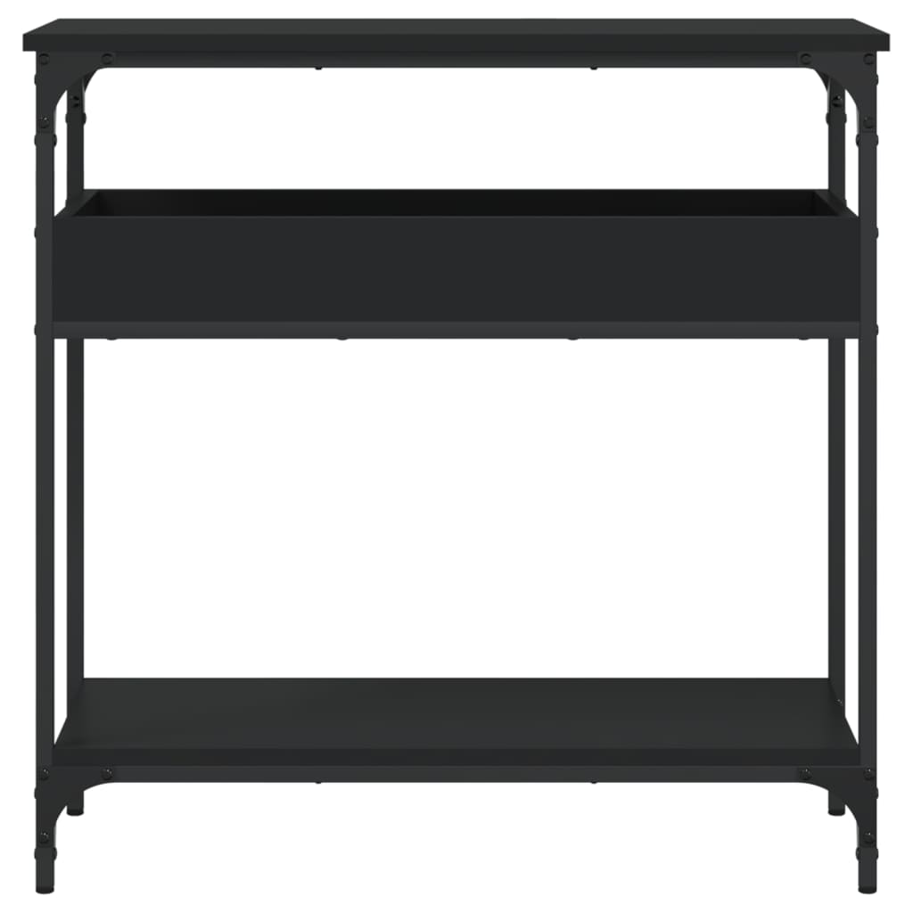 konsolbord med hylde 75x29x75 cm konstrueret træ sort