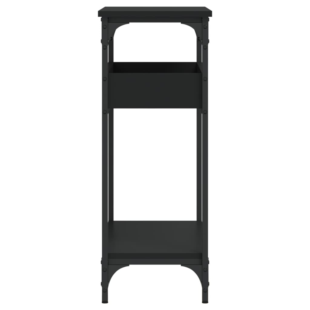 konsolbord med hylde 75x29x75 cm konstrueret træ sort