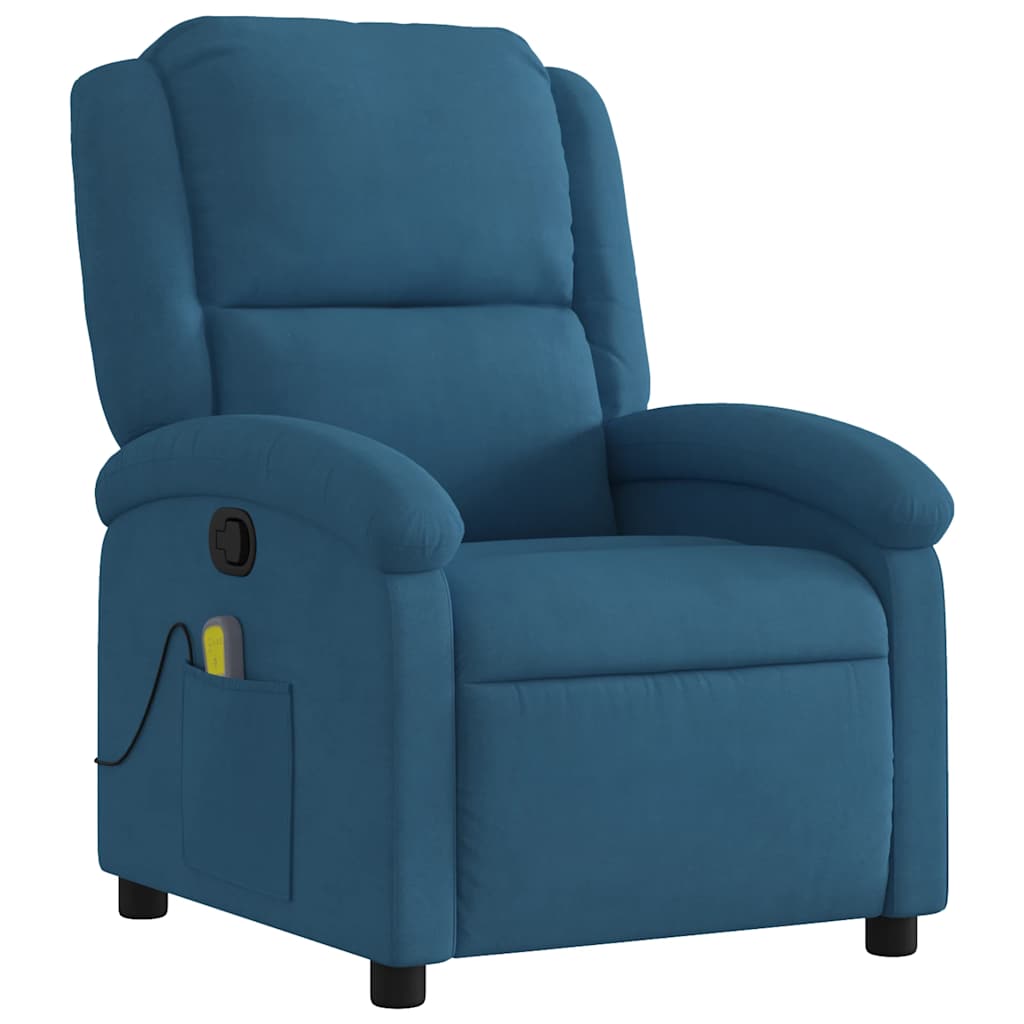 massagestol velour blå