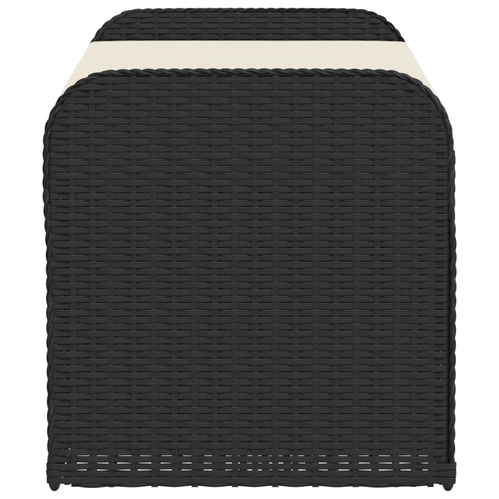 opbevaringsbænk med hynde 115x51x52 cm polyrattan sort