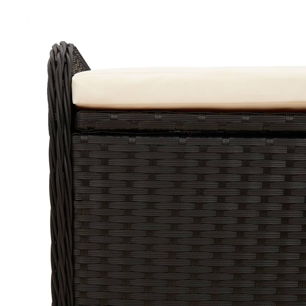 opbevaringsbænk med hynde 80x51x52 cm polyrattan sort