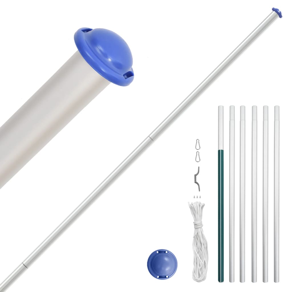 Ukraine flag og flagstang 6,23 m aluminium