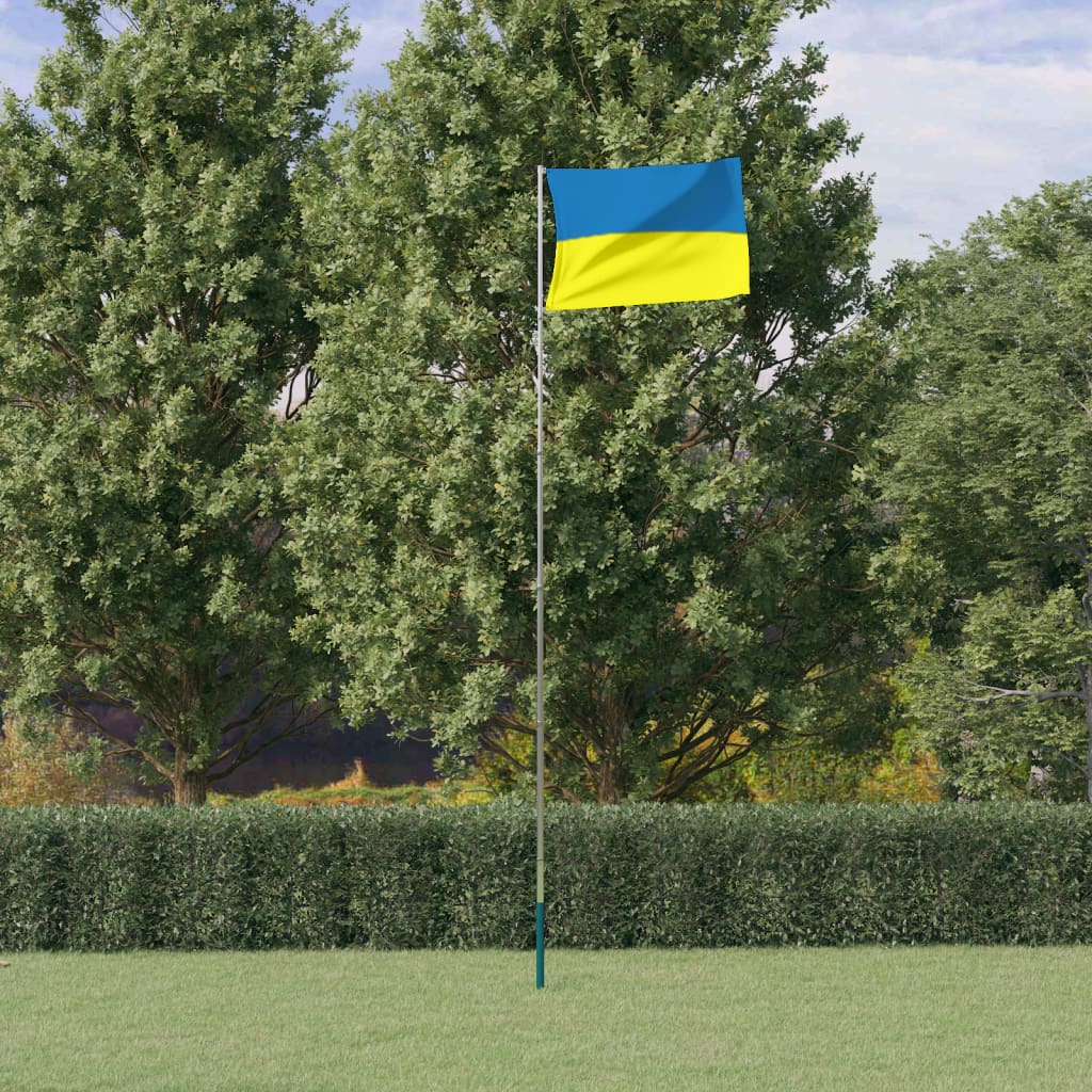 Ukraine flag og flagstang 5,55 m aluminium