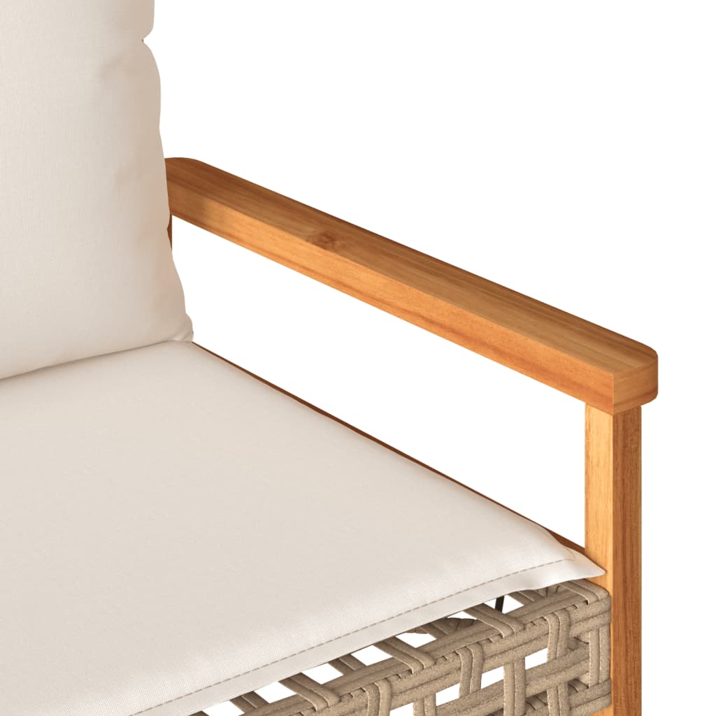 havebænk med hynde polyrattan og akacietræ beige