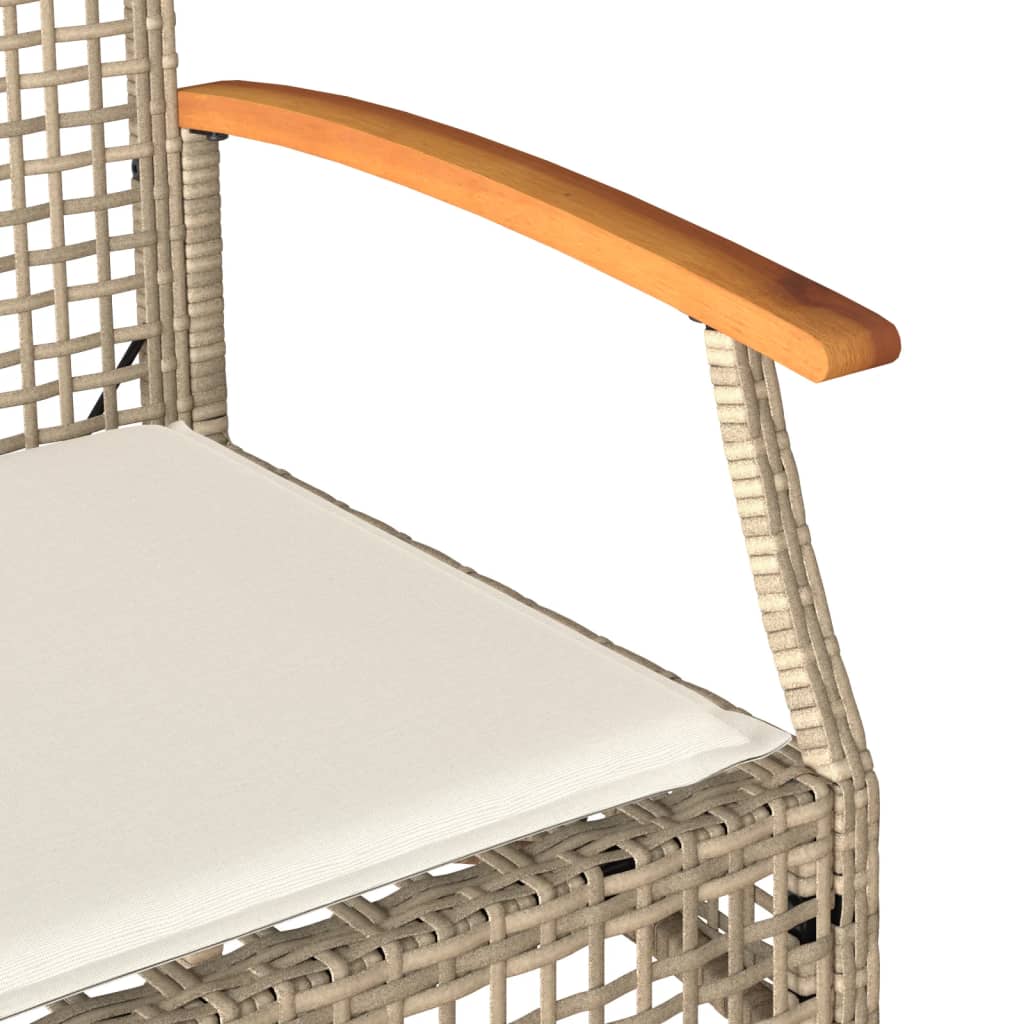havebænk med hynde polyrattan og akacietræ beige