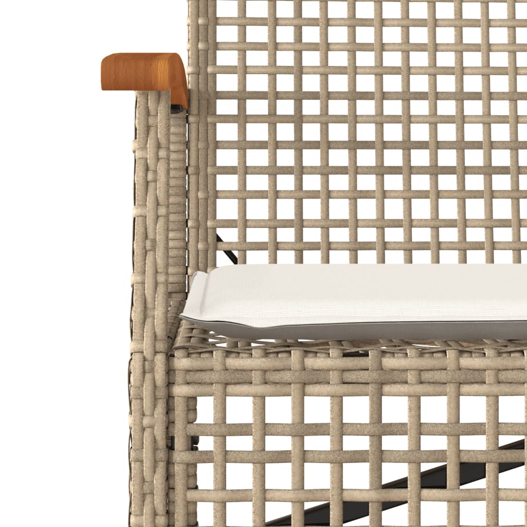 havebænk med hynde polyrattan og akacietræ beige